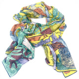 Yellow Savannah Print Cotton and Silk Blend Scarf / INOUI EDITIONS