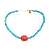 Turvenite with Large Orange Coral Necklace