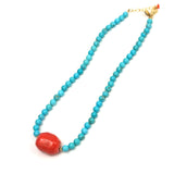 Turvenite with Large Orange Coral Necklace