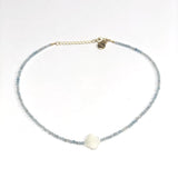 Aquamarine and Mother of Pearl Clover Necklace