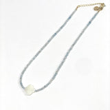 Aquamarine and Mother of Pearl Clover Necklace
