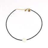 Black Spinel and White Mother of Pearl Clover Necklace