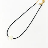 Black Spinel and White Mother of Pearl Clover Necklace