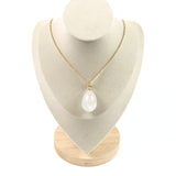 Oval CALYPSO Pendant White Quartz Long Chain Necklace