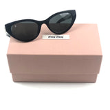 Black Cat Eye Gold Logo Sunglasses / MIU MIU - One Size