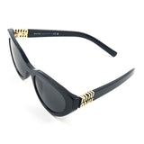 Black Cat Eye Gold Logo Sunglasses / MIU MIU - One Size