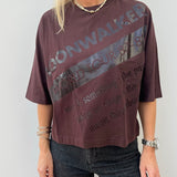 Dark Burgundy Crop Tee - model COLLINS MOONS / ROSEANNA - Size 36