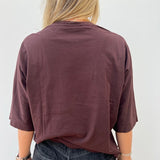 Dark Burgundy Crop Tee - model COLLINS MOONS / ROSEANNA - Size 36