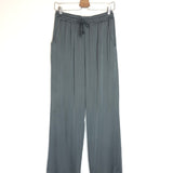 Pewter Grey Satinated Wide Leg Pants - One Size