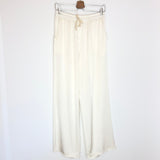 Ecru Satinated Wide Leg Pants - One Size