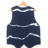 Navy Blue Tie-dye Cotton Sleeveless Vest - One Size