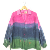 Tie Dyed Cotton Embroidered Long Sleeves Shirt - One Size