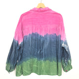 Tie Dyed Cotton Embroidered Long Sleeves Shirt - One Size