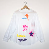 White Embroidered Cotton Long Sleeves Shirt - One Size