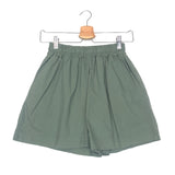 Khaki Green Poplin Cotton Shorts - One Size