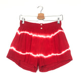 Red Tie-Dye Cotton Mini Shorts - One Size