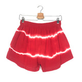 Red Tie-Dye Cotton Mini Shorts - One Size