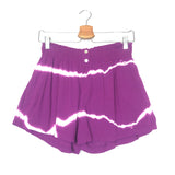 Purple Tie-Dye Cotton Mini Shorts - One Size