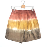 Rust Tie-dye Cotton Embroidered Midi Shorts - One Size