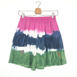 Pink Tie-dye Cotton Embroidered Midi Shorts - One Size