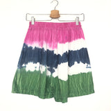 Pink Tie-dye Cotton Embroidered Midi Shorts - One Size