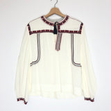 Ecru Embroidered Long Sleeves Tassel Blouse / ISABEL MARANT ETOILE - Size 38