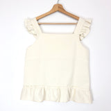 Off-white Shinny Ruffled Top / JANNE MILL - Size 38