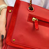 Red Lambskin Leather Shoulder Bag - model BENJAMIN / JEROME DREYFUSS