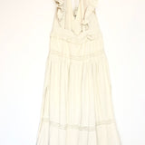 Ecru/Gold Lurex LOLA Backless Frill Maxi Dress / SPELL & THE GYPSY - Size L