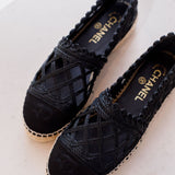 Black Jute and Canvas CC Cap Toe Espadrilles / CHANEL - Size 37