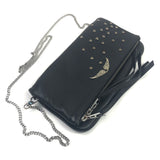 Black ROCK HEART Studded Leather Envelope Chain Clutch / ZADIG & VOLTAIRE