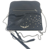 Black ROCK HEART Studded Leather Envelope Chain Clutch / ZADIG & VOLTAIRE