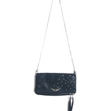 Black ROCK HEART Studded Leather Envelope Chain Clutch / ZADIG & VOLTAIRE