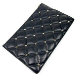 Black CANDYSTUD Spike Black Quilted Puffer Leather Clutch / VALENTINO