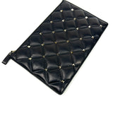 Black CANDYSTUD Spike Black Quilted Puffer Leather Clutch / VALENTINO
