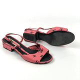 Pink/Black CC Print Leather Slingback Sandals / CHANEL - Size 39