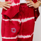 Red Tie-dye Cotton Gauze Trousers - One Size