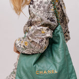 Almond Green 22 Quilted Hobo Bag / CHANEL