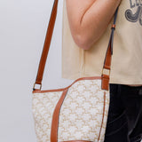 White Small Bucket TRIOMPHE Canvas and Calfskin Tan Bag / CELINE