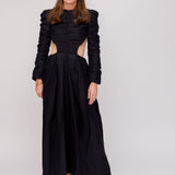 Black Cutout Crystal-embellished Ruched Twill Gown / KHAITE - Size 4