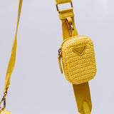 Yellow Re-Edition 2005 Raffia Crochet-knit Shoulder Bag / PRADA