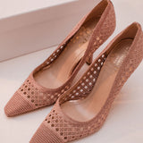 Rose Gold Cannage Lurex Fabric Capture Pumps / DIOR - Size 38.5