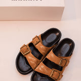 Cognac/Gold LENNYO Mini Studs Icon Suede Slides / ISABEL MARANT - Size 38