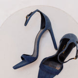 Blue Denim BEA Heeled Sandals / SAINT LAURENT - Size 40