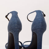 Blue Denim BEA Heeled Sandals / SAINT LAURENT - Size 40