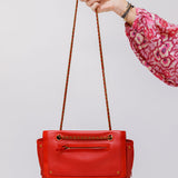 Red Lambskin Leather Shoulder Bag - model BENJAMIN / JEROME DREYFUSS