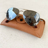 Silver Aviator Polarised Sunglasses / RAY-BAN