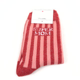 "SUPER MOM" Striped Lurex Socks - Size 36 - 40