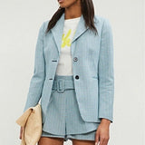 Blue VIKAR Double-button Tweed Blazer Jacket Set / MAJE - Size 36