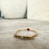 Yellow Gold Ring with Yellow Diamonds and Pink Rubis in the back / DORI MOUZANNAR - Size 55
